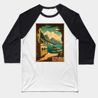 Romania Vintage Travel Art Poster Baseball T-Shirt